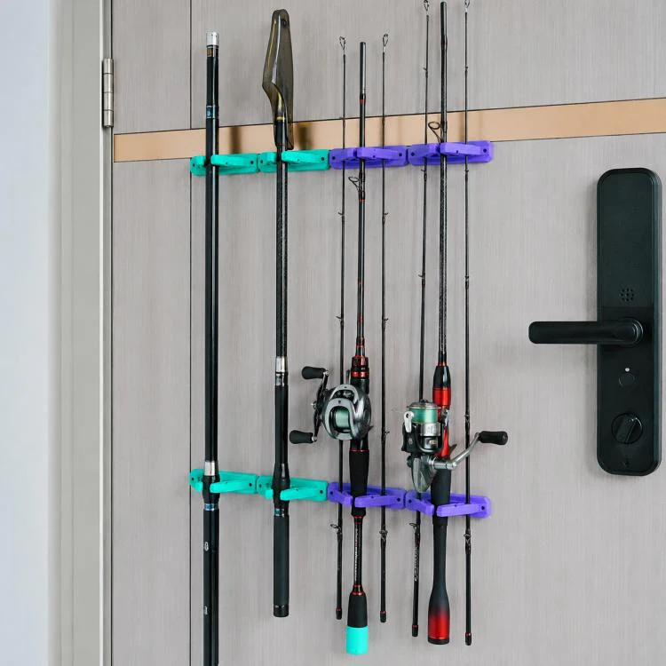 Drill-Free Wall-Mounted Silicone Fishing Rod Display Holder(Purple) - Image 16