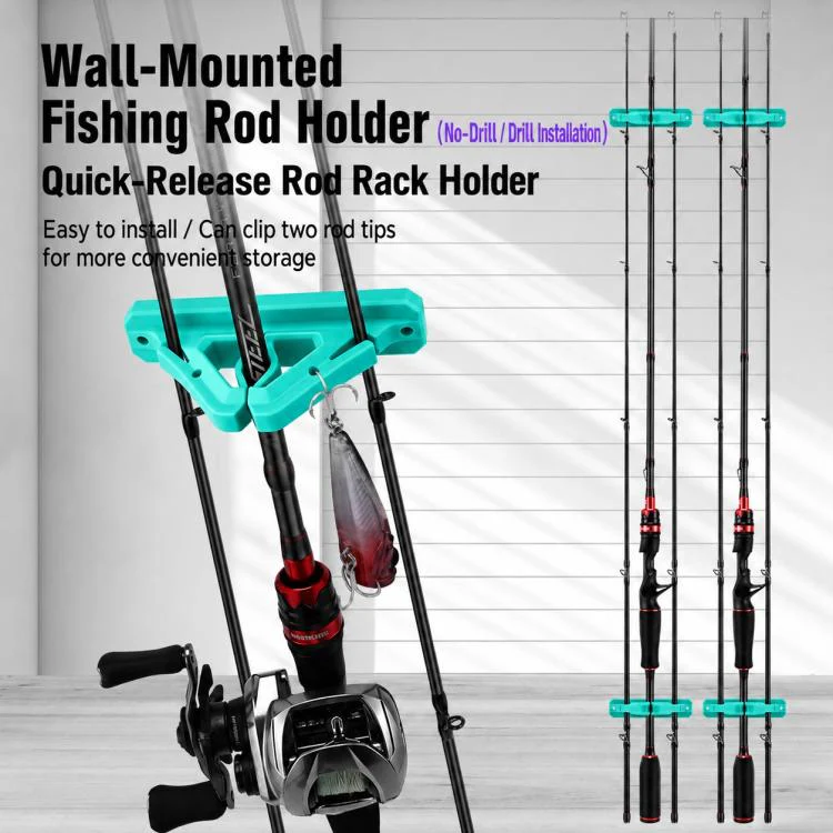 Drill-Free Wall-Mounted Silicone Fishing Rod Display Holder(Purple) - Image 3