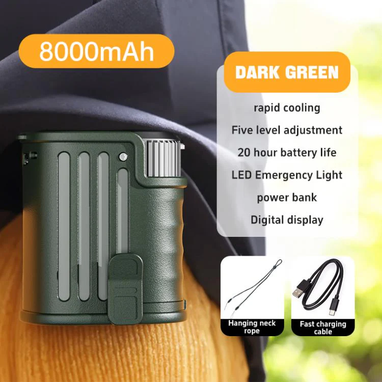 DSF110 High Speed ??Motor Waist Fan with LED Light(Military Green) - Image 2