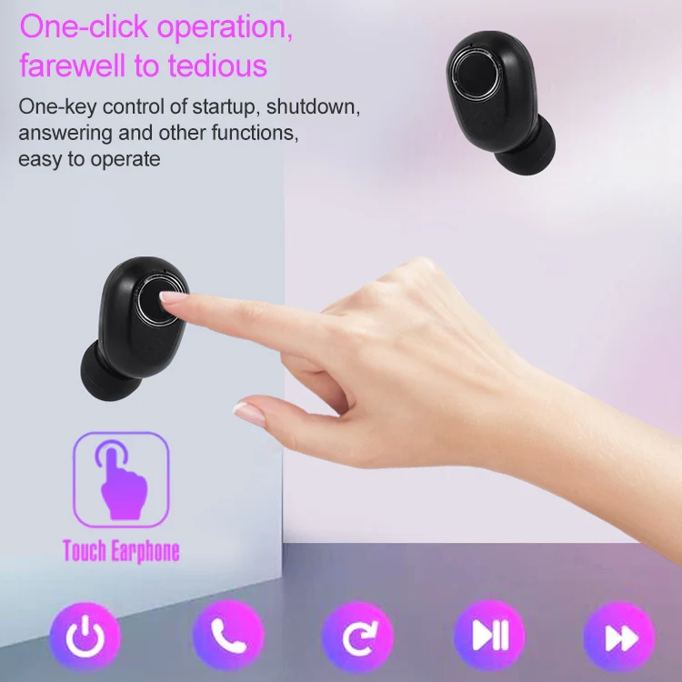 DT-13 Wireless Two Ear Bluetooth Headset Supports Touch & Smart Magnetic Charging(Black) - Image 7