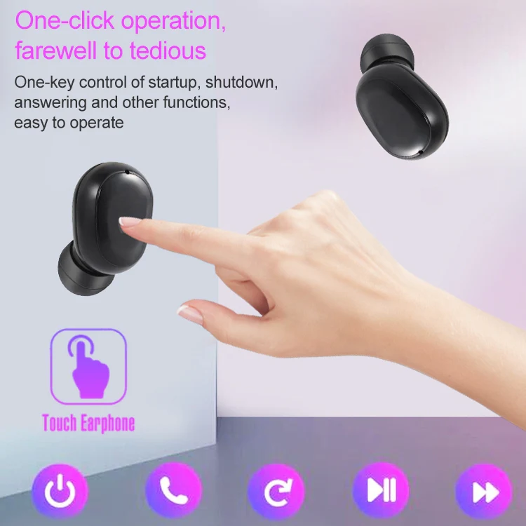 DT-14 Wireless Two Ear Bluetooth Headset Supports Touch & Smart Magnetic Charging & Power On Automatic Pairing(Black) - Image 7