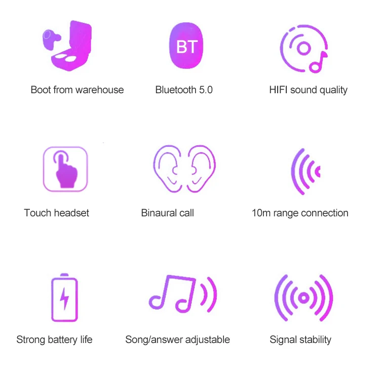 DT-14 Wireless Two Ear Bluetooth Headset Supports Touch & Smart Magnetic Charging & Power On Automatic Pairing(Pink) - Image 3