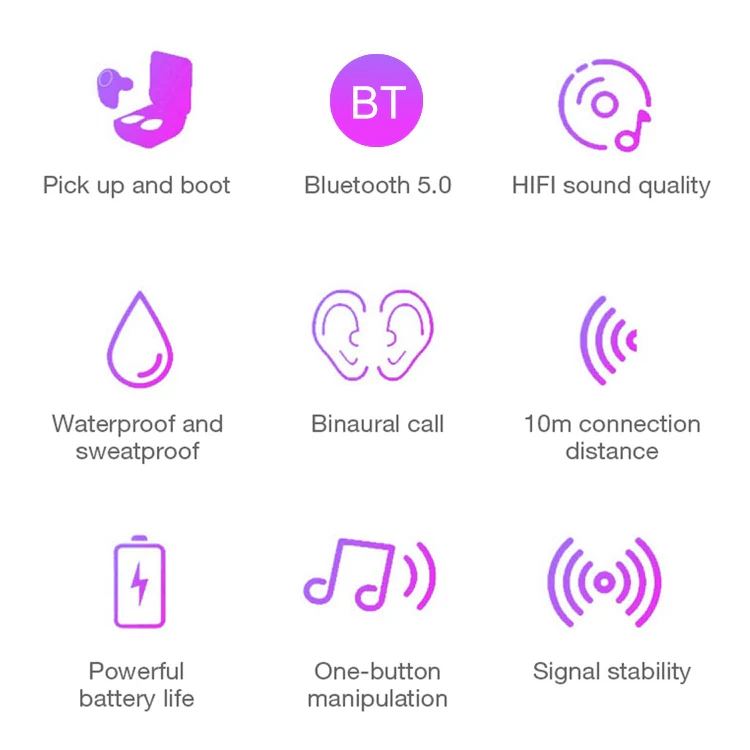 DT-4 IPX Waterproof Bluetooth 5.0 Wireless Bluetooth Earphone with 350mAh Magnetic Charging Box, Support for Calling(Dark Blue) - Image 3