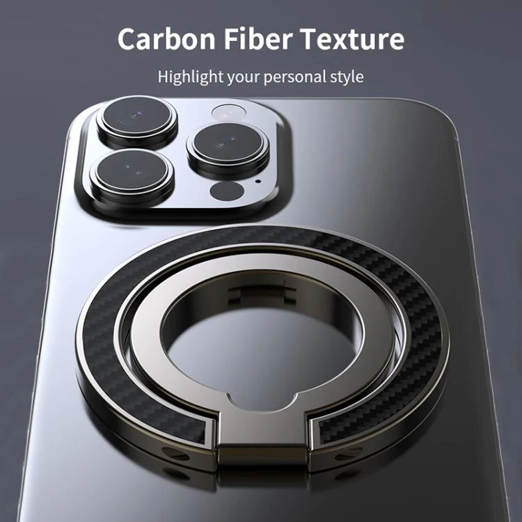 Dual-Axis Carbon Fiber Texture Magnetic Ring Buckle Phone Holder(Rose Gold) - Image 3