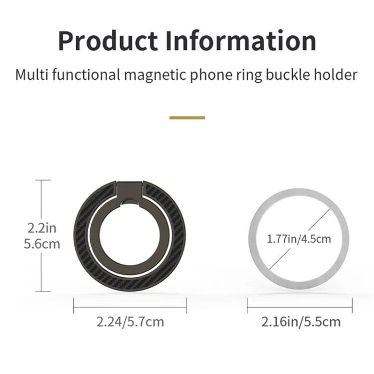 Dual-Axis Carbon Fiber Texture Magnetic Ring Buckle Phone Holder(Silver) - Image 10