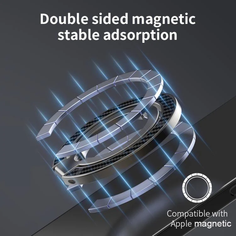 Dual-Axis Carbon Fiber Texture Magnetic Ring Buckle Phone Holder(Silver) - Image 5