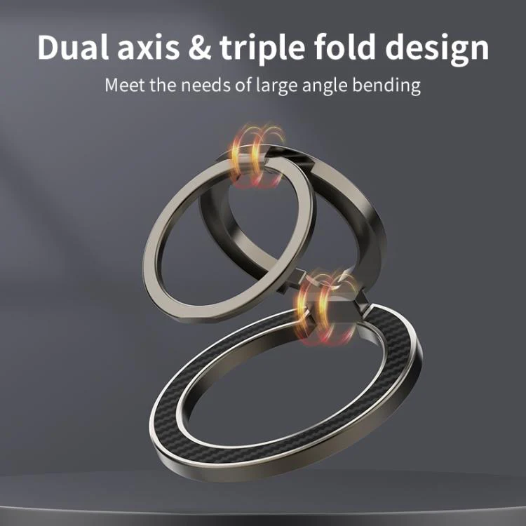 Dual-Axis Carbon Fiber Texture Magnetic Ring Buckle Phone Holder(Silver) - Image 8