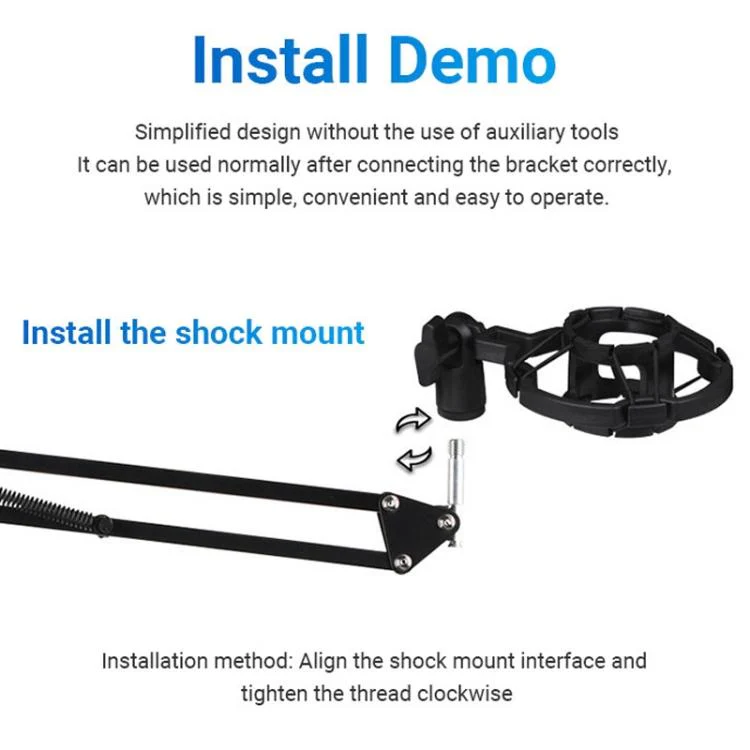 Dual BM800 Condenser Microphone with V8S Live Sound Card Kit Podcast Equipment Bundle Adjustable Scissor Arm Stand(Black) - Image 7