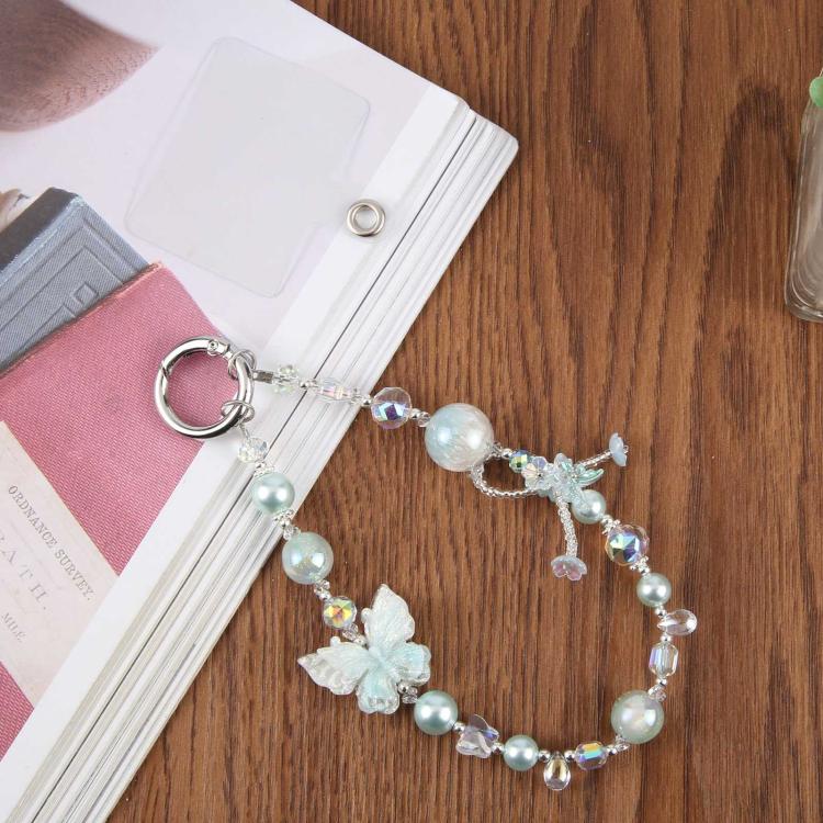 Dual-Color Butterfly Beaded Phone Charm Strap(Blue) - Image 4