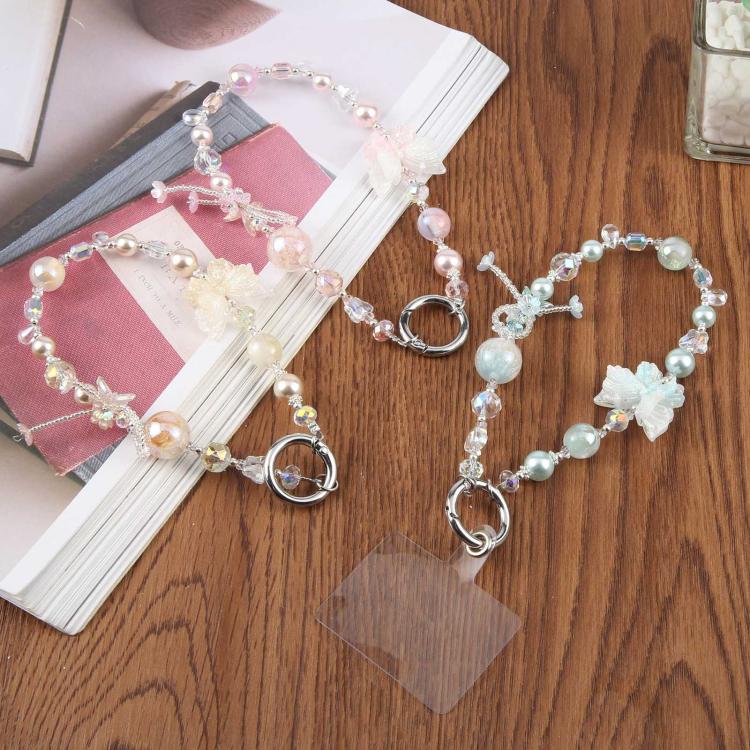 Dual-Color Butterfly Beaded Phone Charm Strap(Blue) - Image 6