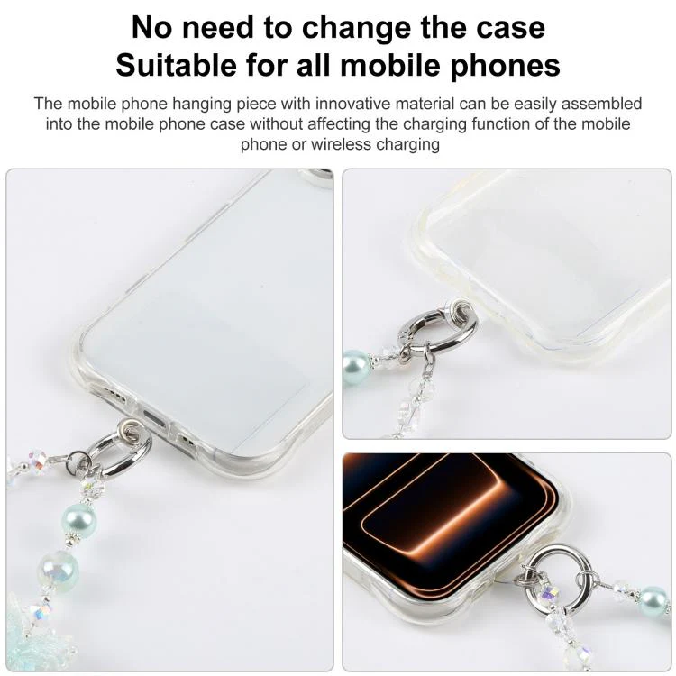 Dual-Color Butterfly Beaded Phone Charm Strap(Pink) - Image 2