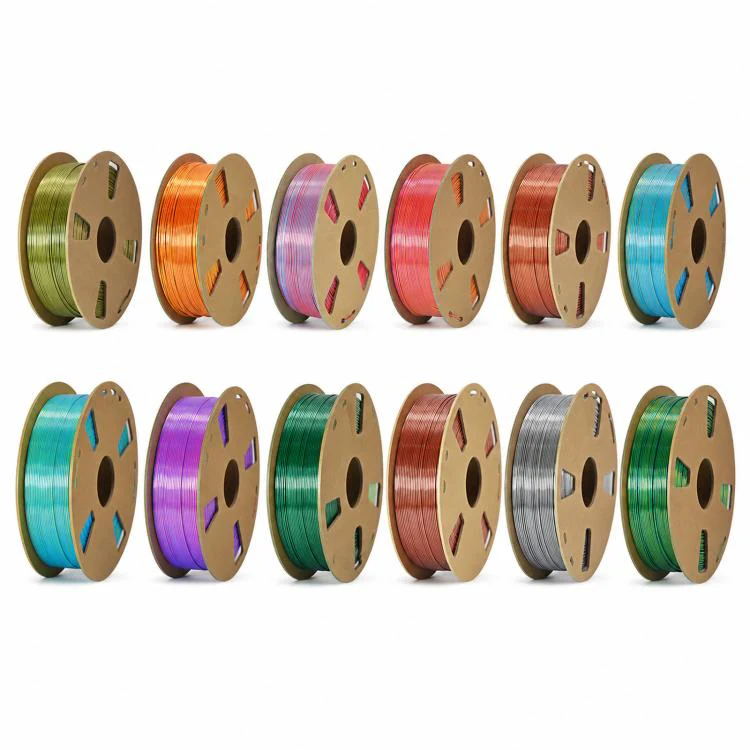 Dual Color Silk PLA Filament 1.75mm 1kg Spool Magic Color Shifting Shiny Metallic 3D Printing Material(Purple+Yellow) - Image 2