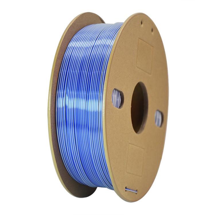 Dual Color Silk PLA Filament 1.75mm 1kg Spool Magic Color Shifting Shiny Metallic 3D Printing Material(Silver+Deep Blue)