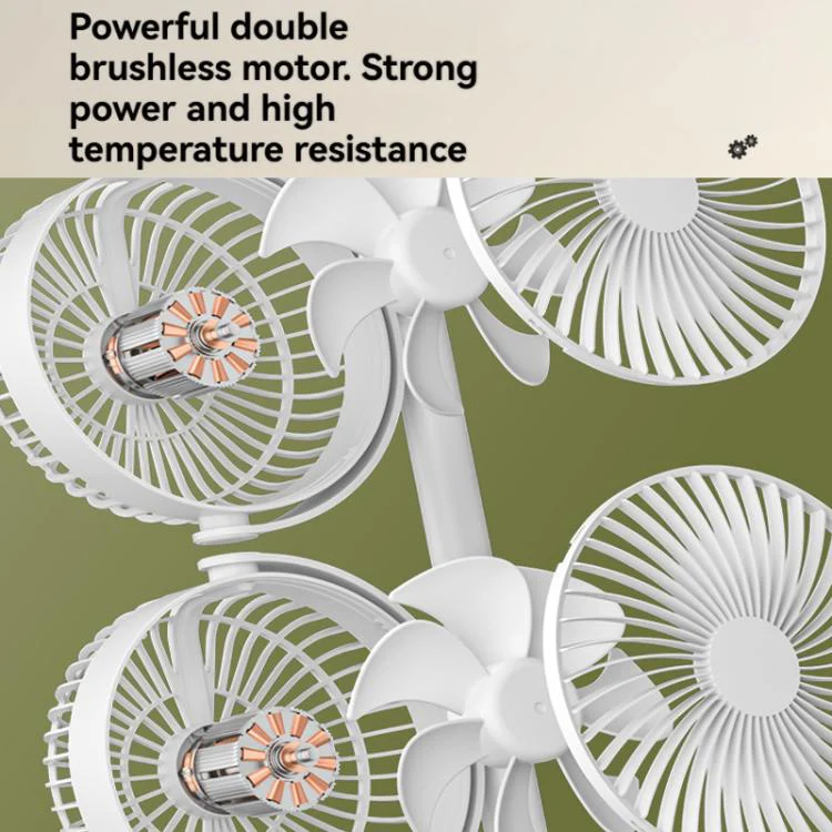 Dual Head Desk Fan 360-degree Adjustable Oscillating Air Circulator 3-Speed Portable Cooling Fan 4000 mAh battery - Image 6