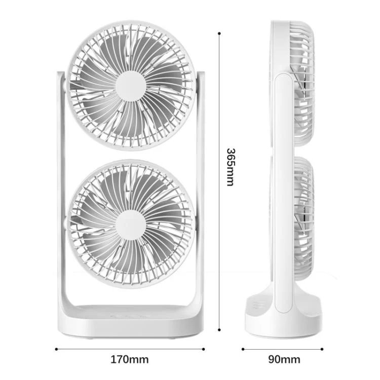 Dual Head Desk Fan 360-degree Adjustable Oscillating Air Circulator 3-Speed Portable Cooling Fan 4000 mAh battery - Image 8