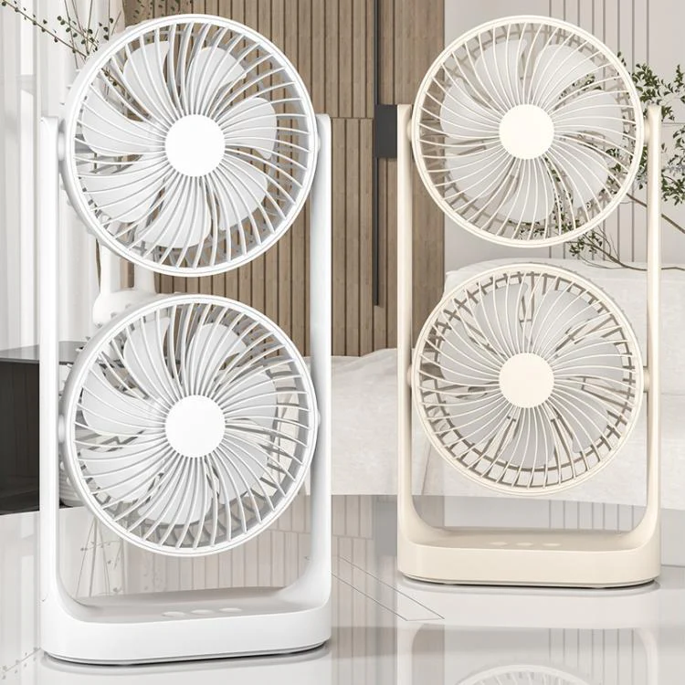 Dual Head Desk Fan 360-degree Adjustable Oscillating Air Circulator 3-Speed Portable Cooling Fan Without Battery - Image 2