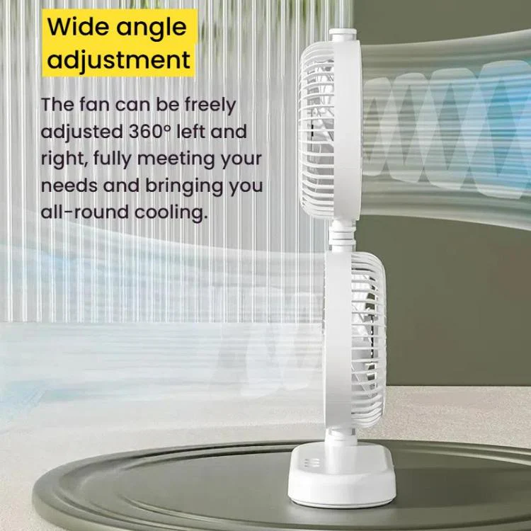 Dual Head Desk Fan 360-Degree Adjustable Oscillating Air Circulator 3-Speed Portable Cooling Fan Without Battery - Image 3