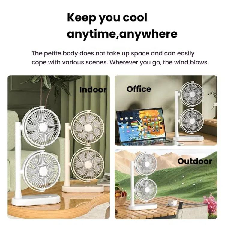 Dual Head Desk Fan 360-Degree Adjustable Oscillating Air Circulator 3-Speed Portable Cooling Fan Without Battery - Image 7