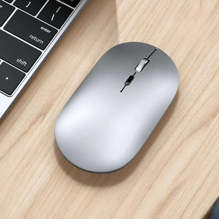 Dual Mode Wireless Bluetooth Mouse Type-C Rechargeable Slim Silent Mouse with 3D Alloy Scroll Wheel 3 Adjustable DPI 800/1200/1600(Silver)