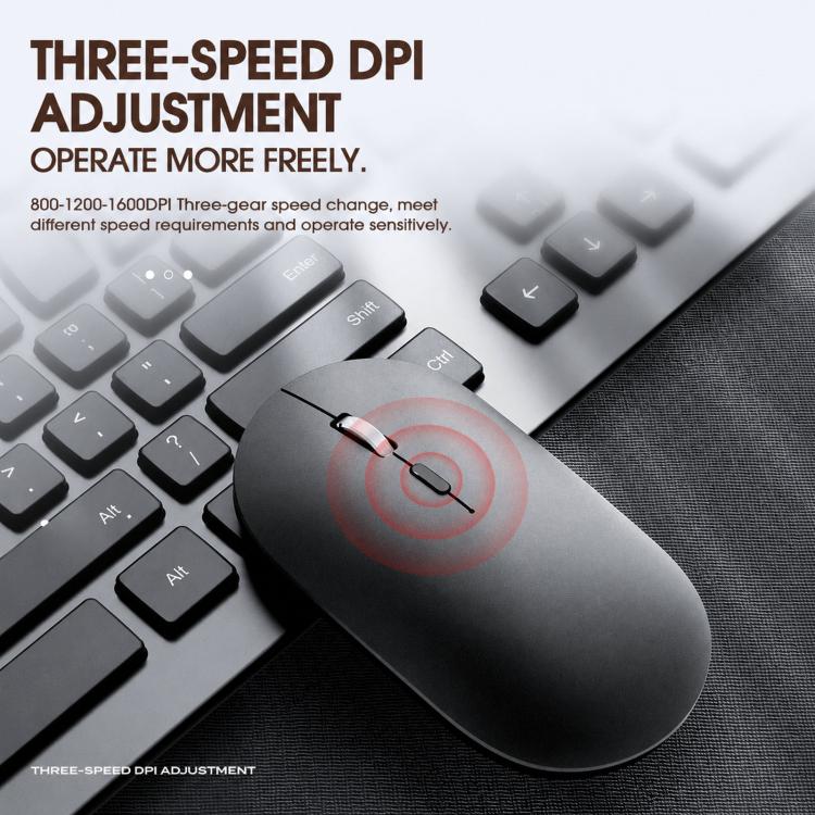 Dual Mode Wireless Bluetooth Mouse Type-C Rechargeable Slim Silent Mouse with 3D Alloy Scroll Wheel 3 Adjustable DPI 800/1200/1600(Silver) - Image 5