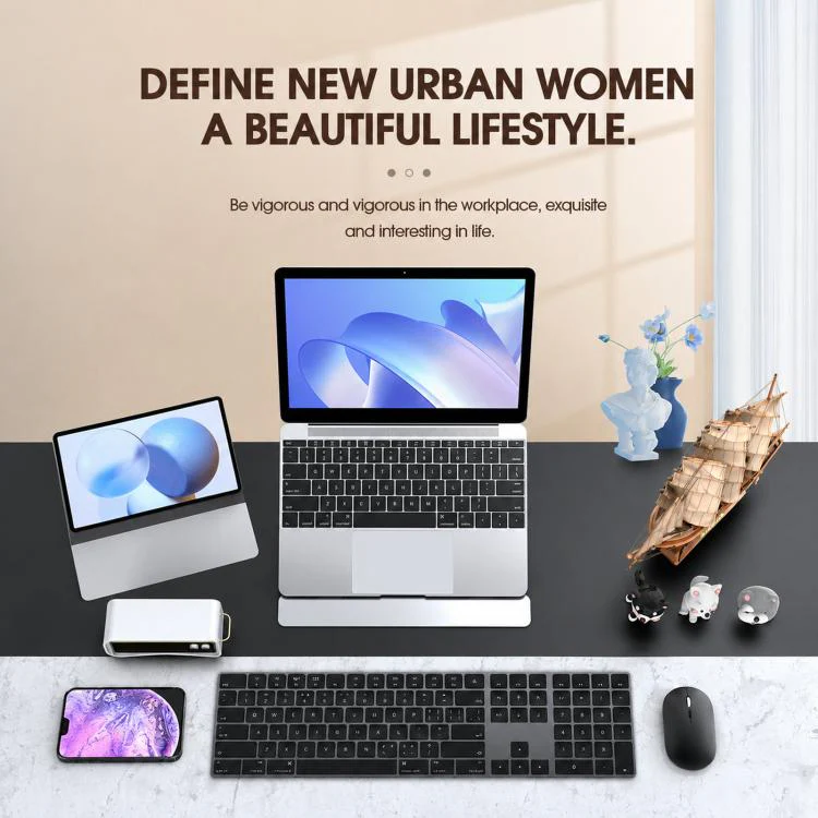 Dual Mode Wireless Bluetooth Mouse Type-C Rechargeable Slim Silent Mouse with 3D Alloy Scroll Wheel 3 Adjustable DPI 800/1200/1600(Silver) - Image 9