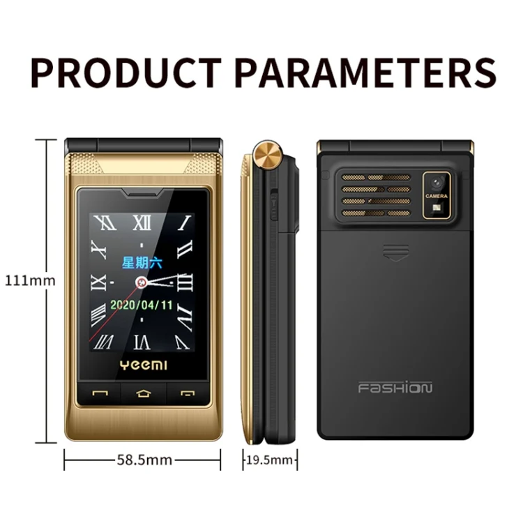 Dual-screen Flip Phone, 2.8 inch  + 2.4 inch, 5900mAh Battery, Support FM, SOS, GSM, Family Number, Big Keys, Dual SIM(Gun Metal) - Image 10