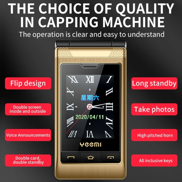 Dual-screen Flip Phone, 2.8 inch  + 2.4 inch, 5900mAh Battery, Support FM, SOS, GSM, Family Number, Big Keys, Dual SIM(Gun Metal) - Image 8