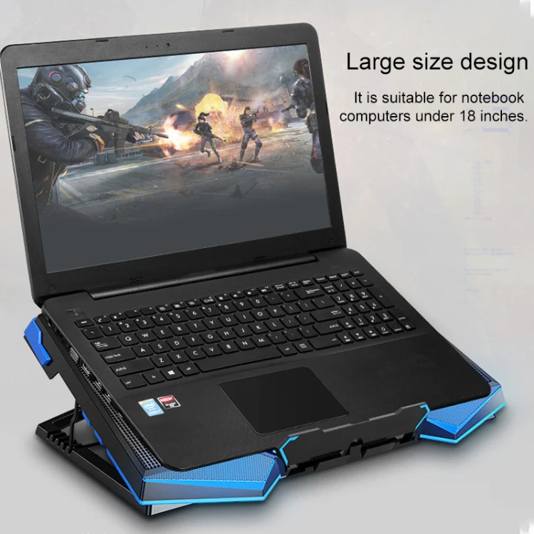 dual USB Ports Five-core Radiator Notebook Computer Holder (Red) - Image 10