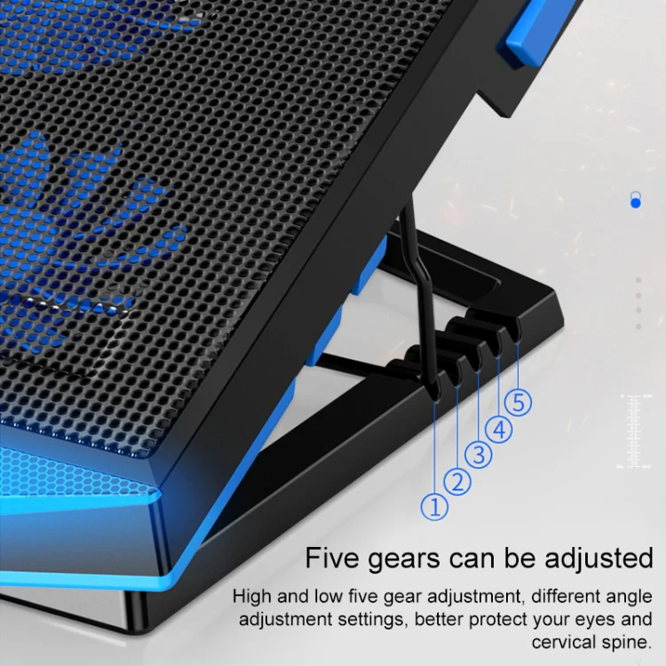 dual USB Ports Five-core Radiator Notebook Computer Holder (Red) - Image 3