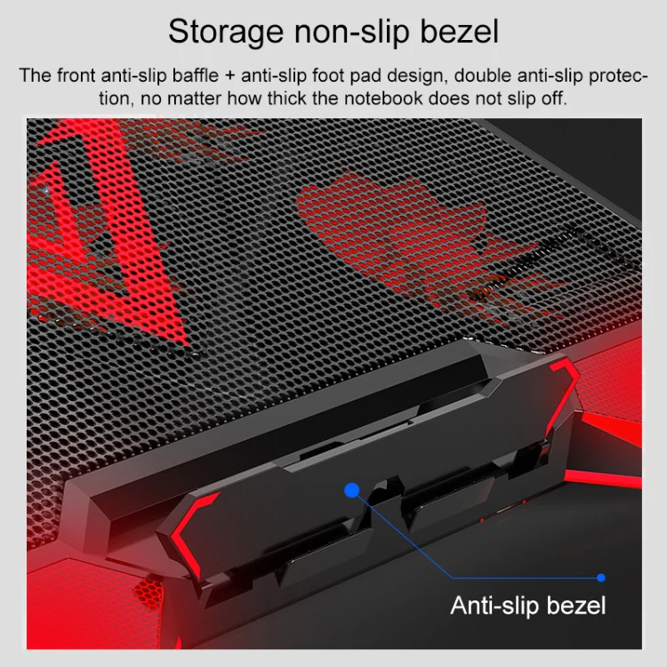 dual USB Ports Five-core Radiator Notebook Computer Holder (Red) - Image 9
