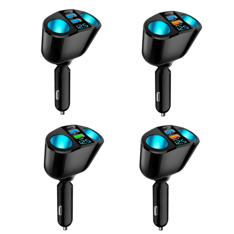 Dual USB Type-C Real-time Digital Display Cigarette Lighter Expansion Car Charger, Model: 66W Dual A+C - Image 2