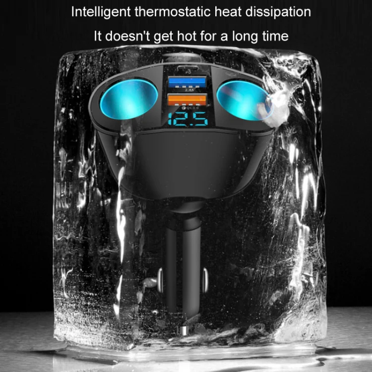 Dual USB Type-C Real-time Digital Display Cigarette Lighter Expansion Car Charger, Model: 66W Dual A+C - Image 7