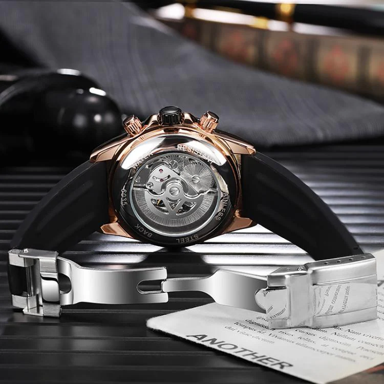 Dulunwe 30m Waterproof Luminous Fully Automatic Mechanical Watch(Rose Gold Meteorite) - Image 6