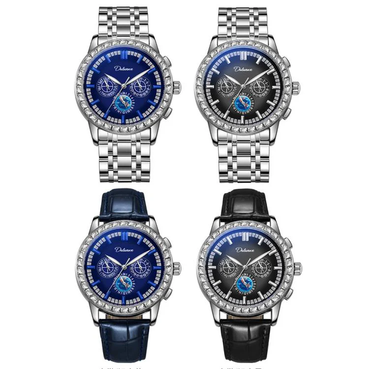 Dulunwe 30m Waterproof Luminous Zircon Automatic Mechanical Watch, Color: 6050 Blue Leather Strap - Image 2