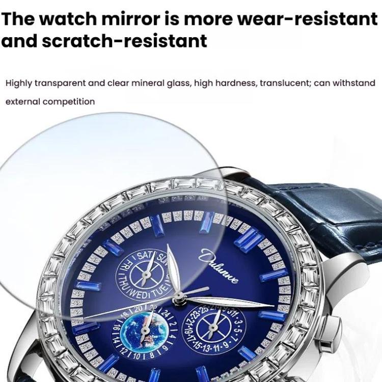 Dulunwe 30m Waterproof Luminous Zircon Automatic Mechanical Watch, Color: 6050A Black Steel Strap - Image 5