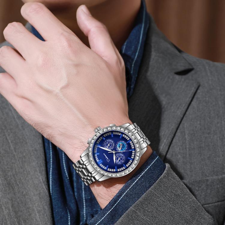 Dulunwe 30m Waterproof Luminous Zircon Automatic Mechanical Watch, Color: 6050A Black Steel Strap - Image 7