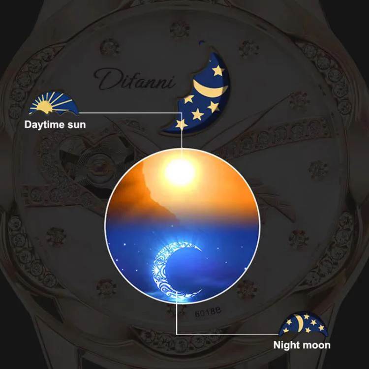 Dulunwe 6018B 30m Waterproof Luminous Automatic Mechanical Watch, Color: Black Leather Strap - Image 4