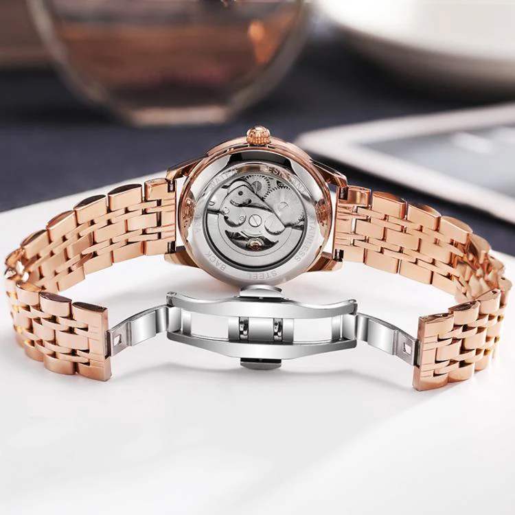 Dulunwe 6018B 30m Waterproof Luminous Automatic Mechanical Watch, Color: Black Leather Strap - Image 6