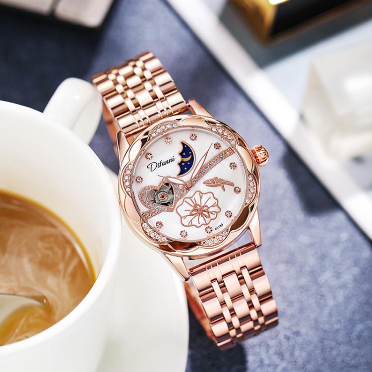 Dulunwe 6018B 30m Waterproof Luminous Automatic Mechanical Watch, Color: Black Leather Strap - Image 8