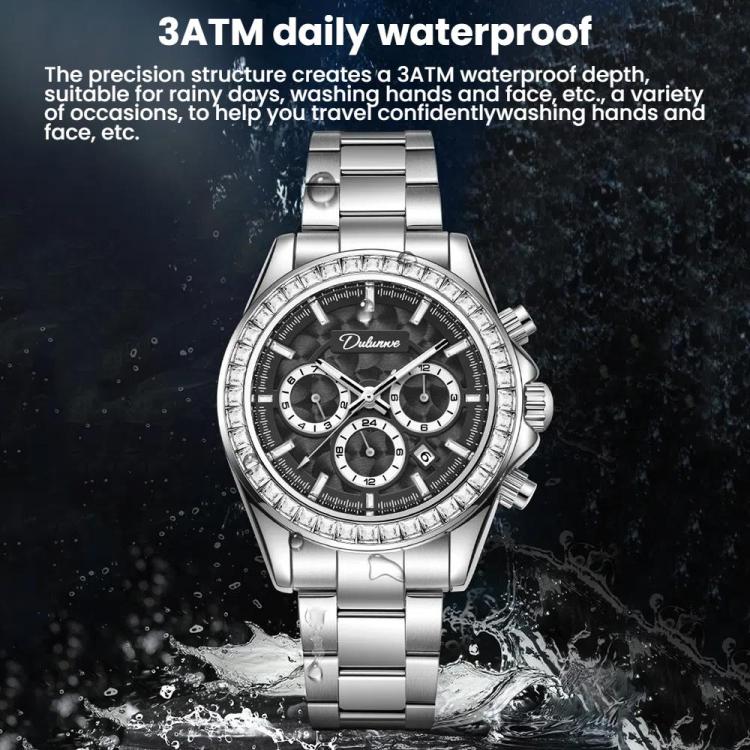 Dulunwe 6055B 30m Waterproof Luminous Automatic Mechanical Watch(Gold Silicone Belt Gold) - Image 5