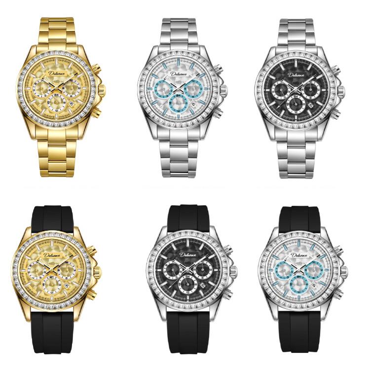 Dulunwe 6055B 30m Waterproof Luminous Automatic Mechanical Watch(Natural Silicone Belt Blue White) - Image 2