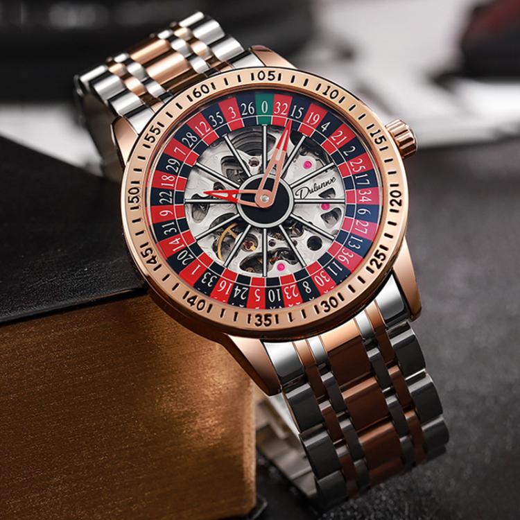 Dulunwe 6061A 30m Waterproof Rotating Dial Mechanical Watch, Color: Black Steel Strap - Image 6
