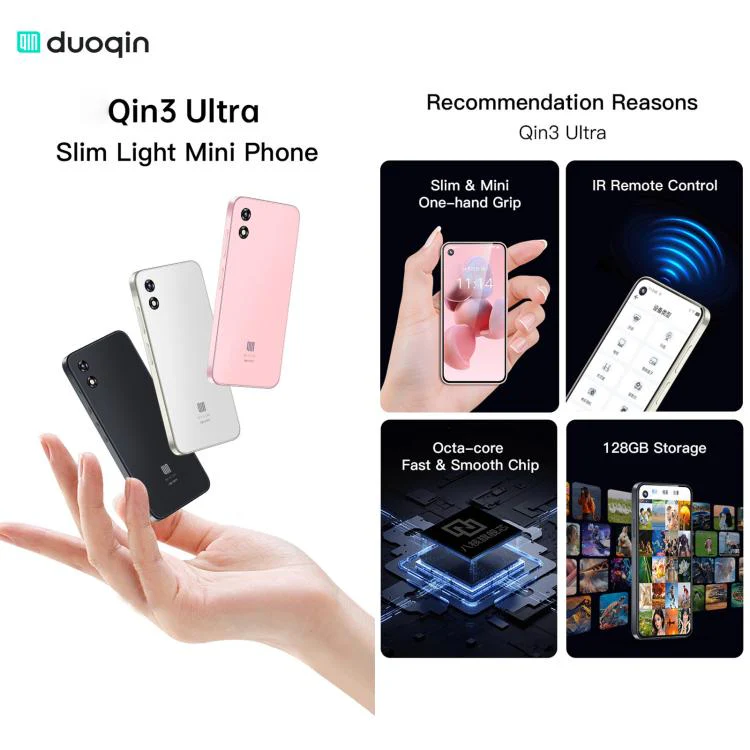Duoqin QIN3 Ultra Global, 6GB+128GB, 5.05 inch Android 13 UniSoc T606 Octa Core, Network: 4G, Support Google Play (Black) - Image 3