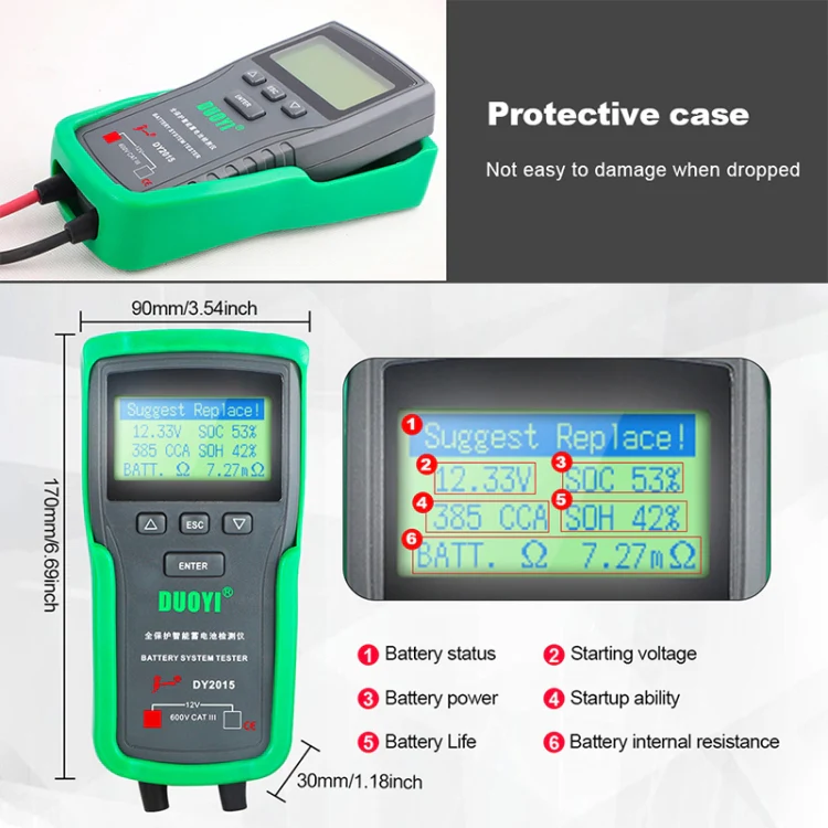 DUOYI DY2015 Car 12V Battery Tester Digital Diagnostic Tools - Image 4
