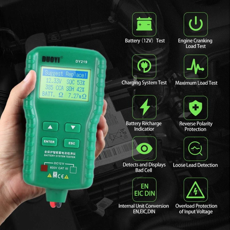DUOYI DY219 Digital Battery Analyzer Car Fault Diagnostic Device Current and Voltage Detector - Image 7