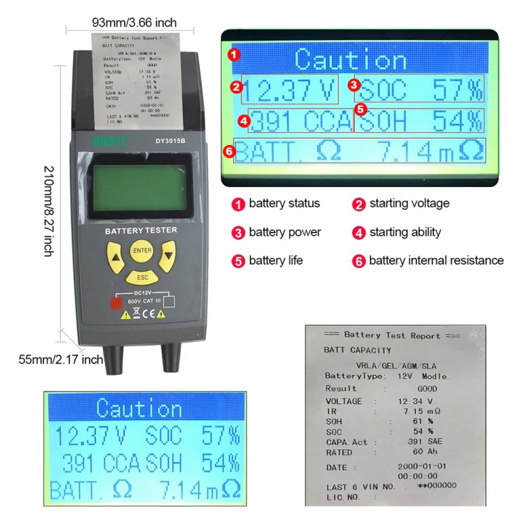 DUOYI DY3015B Car Multi-language 12V Battery Tester - Image 3