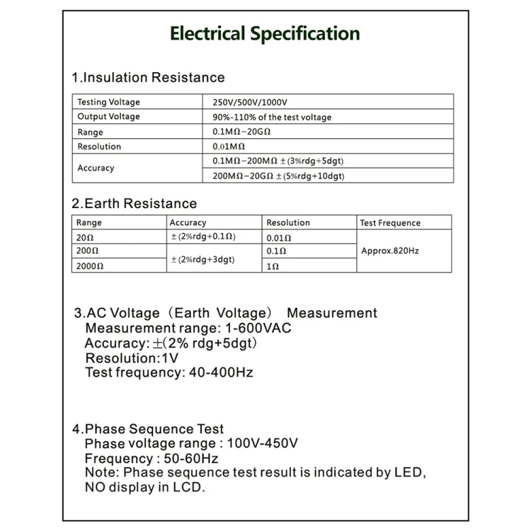 DUOYI DY5500 Car 4 in 1 Digital Multifunction Resistance Tester Insulation Earth Multimeter - Image 7