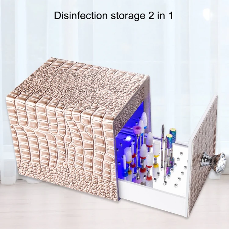 Dustproof Blue Light Disinfection Nail Polisher Storage Box(Pink) - Image 7