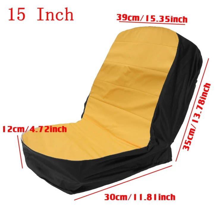 Dustproof Seat Cover For Grass Cutter / Agricultural Vehicle / Forklift / Tractor, Size: 15 Inch (Yellow Black) - Image 2