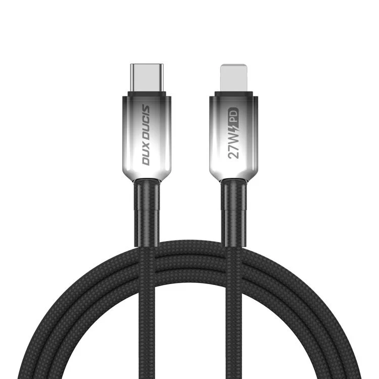 DUX DUCIS WLCM Series 27W Type-C to 8 Pin Transparent Gradient Braided Data Cable, Length: 1m(Black)
